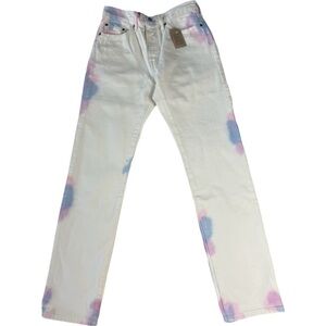 NWT Levi’s 501 white high rise fitted hip and thigh straight leg jeans 27x32